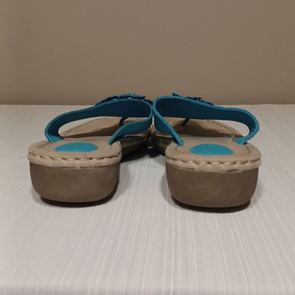 Sz 7 Dressy Turquoise Leather sole(sense)ability Sandals by Croft & Barrow - Picture 3 of 7